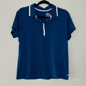 Slazenger Golf Shirt Women's Size Large Royal Blue Short Short Sleeve Polo Top